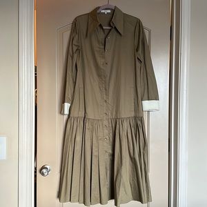 Tibi Pleated Maxi Shirt Dress